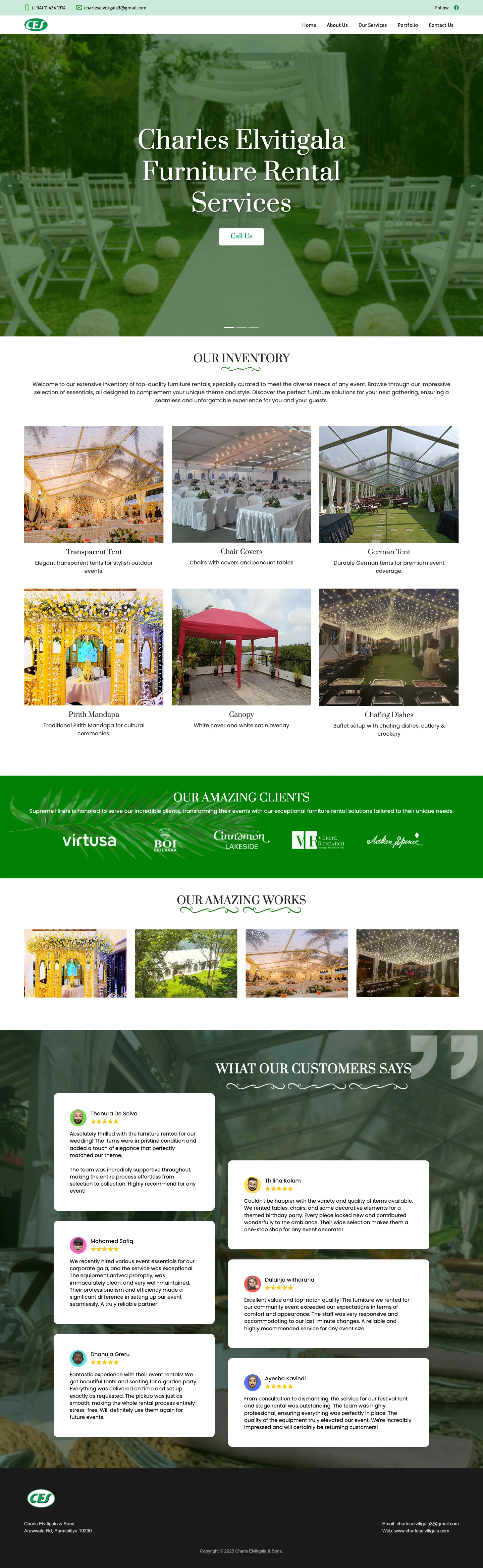 Charles Elvitigala & Sons - Business / Product Website