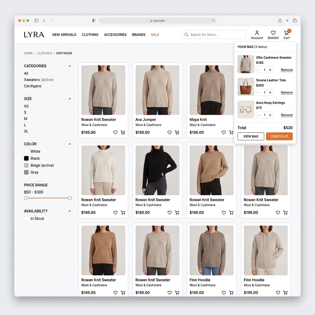 E-commerce shopping platform dashboard desktop web mockup